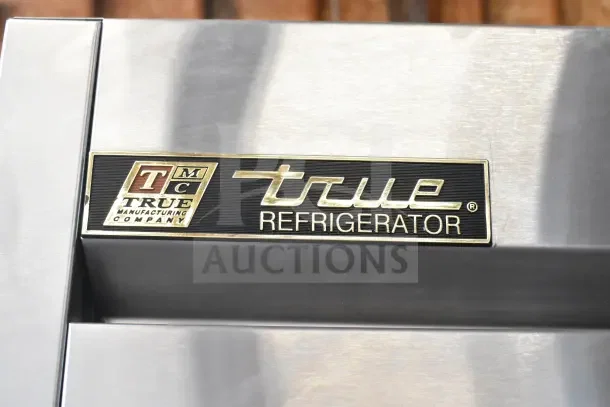 2016 True T-35 Commercial 2 Door Cooler, stainless steel, on casters, 115V, 1 Phase. True Refrigeration logo visible.