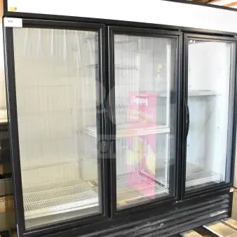 2018 True GDM-72F-HC commercial 3-door reach-in freezer merchandiser, 115/208-230V, 1 phase, glass doors, on pallet.