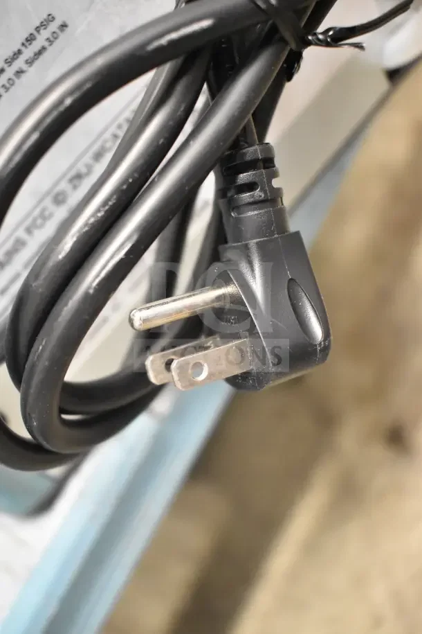 General Electric GE XPIO13SCESS countertop ice maker power cord, black, 120V plug, shown coiled.