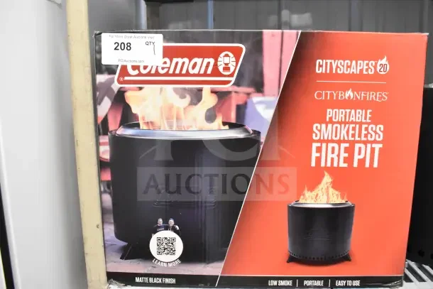 Brand new Coleman CCS-200 Portable Smokeless Fire Pit in box. Matte black finish, low smoke design, portable.