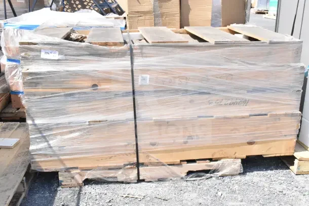5 new scratch and dent Anthony refrigerator doors in packaging on pallet; wrapped, labeled “224” with quantity “5.”