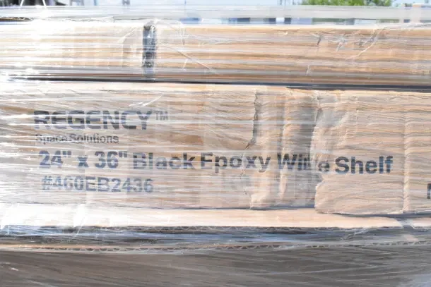 Regency 24"x36" black epoxy wire shelf, new scratch and dent, visible through wrap, item #460EB2436.