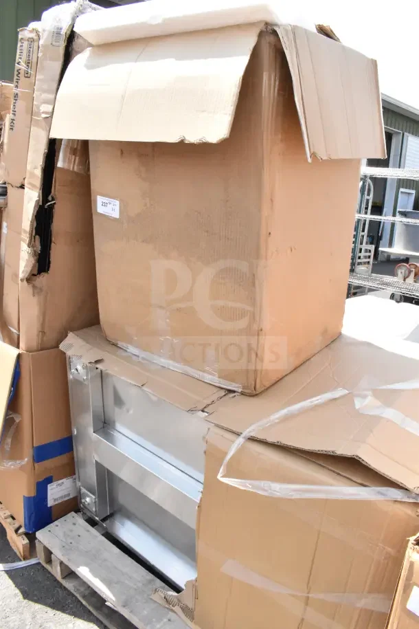 Two Avantco Ice UC-F-120-A undercounter ice machines, new with minor box damage, visible in packaging.