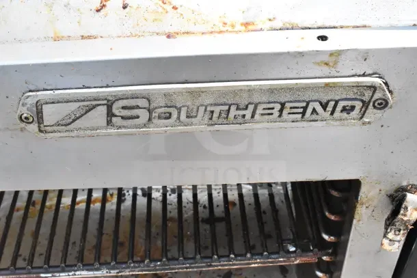 Southbend commercial gas cheese melter with visible wear and Southbend logo plate, ideal for restaurant use.
