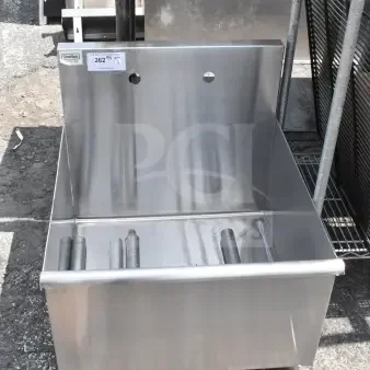 Steelton 522US12424 utility sink, 24"x24"x14", stainless steel, visible label with pricing, holes for 8" center faucet.