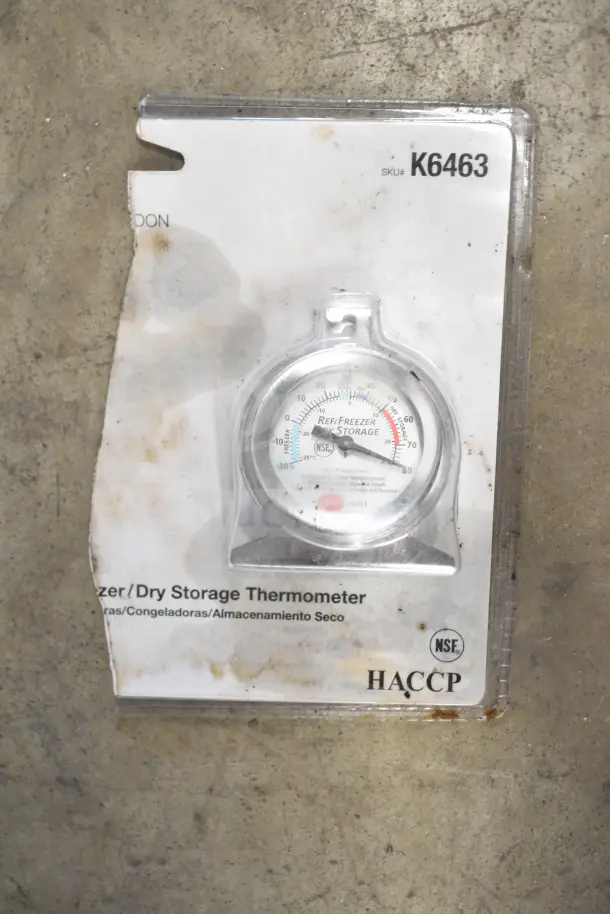 New K6463 Freezer/Dry Storage Thermometer in original packaging. NSF and HACCP certified. SKU 92220011.