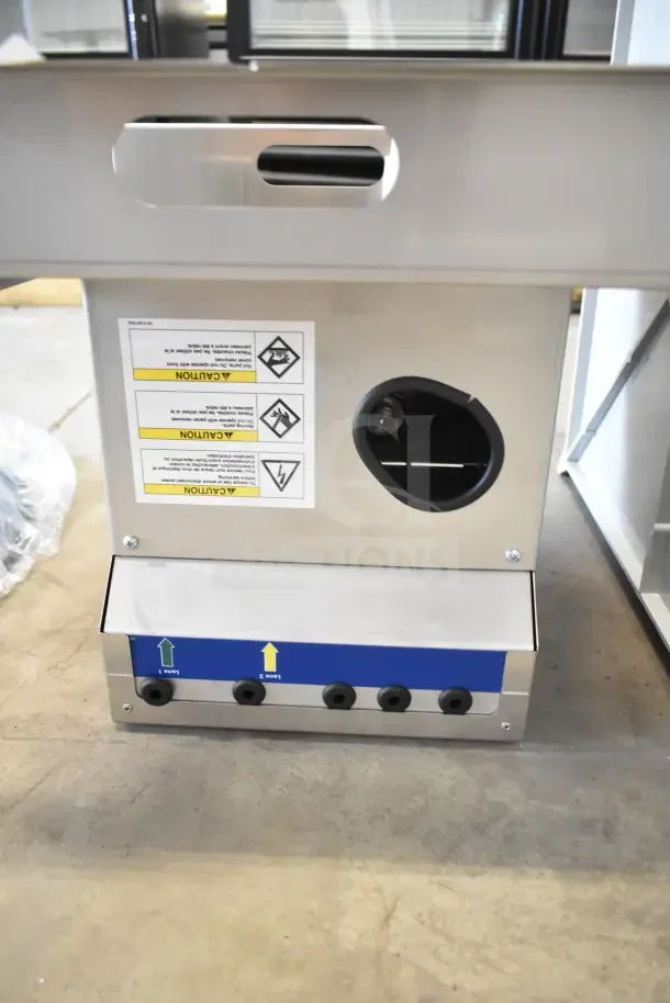 BRAND NEW 2024 Follett IMDV-2CM Diverter Valve, scratch and dent, featuring caution labels and dual line connectors.