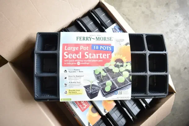 Two new Ferry Morse Seed Starter kits, 18-pot trays, ideal for growing seedlings. Scratch and dent condition.