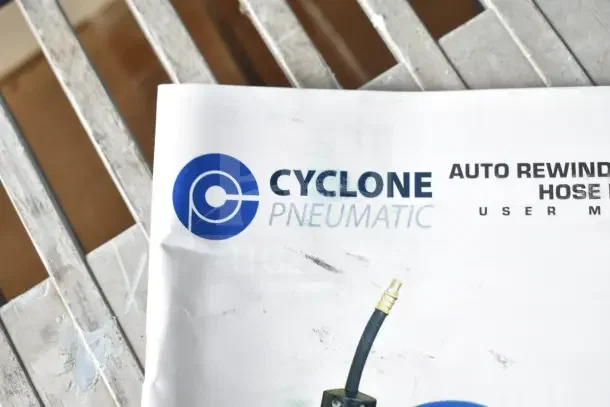 BRAND NEW CP3688 Cyclone Pneumatic Retractable Air Hose Reel, 50 Ft. X 3/8 In., minor scratches visible.
