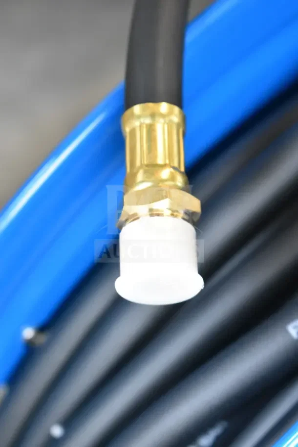 BRAND NEW, CP3688 Cyclone Pneumatic 50 Ft. x 3/8 In. Retractable Air Hose Reel, scratch and dent condition, brass fittings.