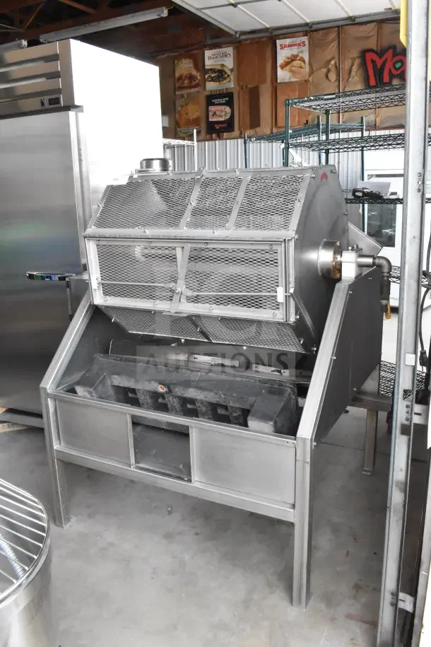 Pisces Fish Machinery DS150 Drum Scaler, commercial floor style, stainless steel, excellent condition.