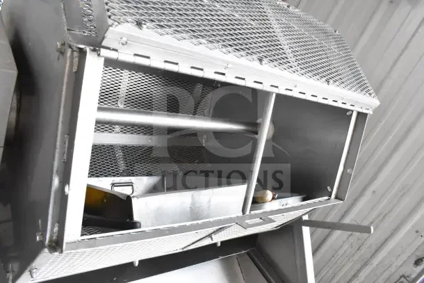 Pisces Fish Machinery DS150 drum scaler, commercial floor style, metal construction, used condition, open drum view.