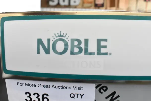 Noble Commercial Straight Pass Through Dishwasher, brand new with minor cosmetic scratches, model details visible on label.