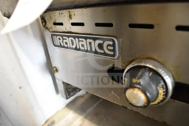 Radiance Commercial Countertop Flat Top Griddle with visible control knob and logo. Used condition with slight rust.
