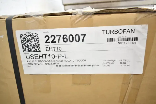 Moffat Turbofan EHT10-P-L, new, scratch and dent. Electric holding cabinet, 10 tray, touchscreen, 208V, 1 phase.