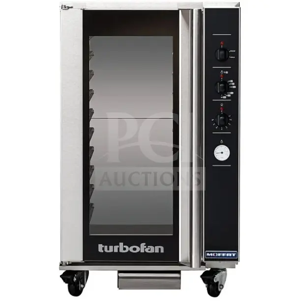 Brand new Moffat USP10M Turbofan 10 tray electric holding cabinet with mechanical controls, 28 7/8" width.