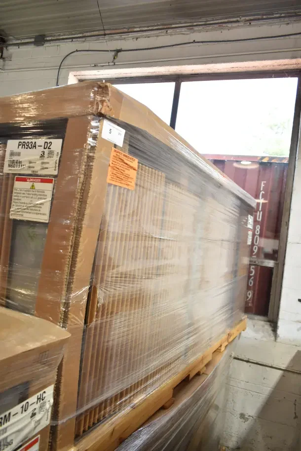 BRAND NEW 2023 Hoshizaki PR93A-D2 refrigerated pizza prep table, two drawers and doors, 115V, 1 phase, wrapped, minor box damage.