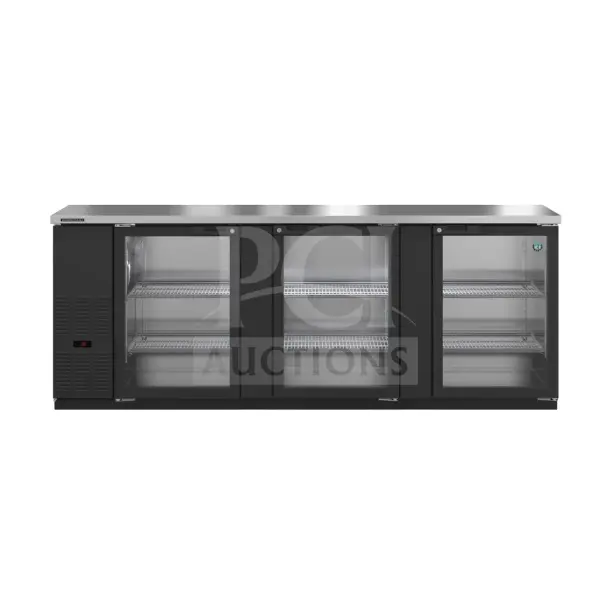 BRAND NEW Hoshizaki BB95-G Back Bar Refrigerator, 3 glass doors, scratch and dent, 115V, 1 Phase, spacious interior.