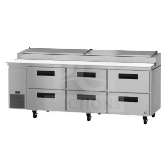 BRAND NEW Hoshizaki PR93A-D6 Steelheart Pizza Prep Table with Refrigerated Base, 115V, 1 Phase, slight scratch and dent.