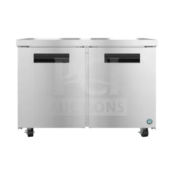 Brand new 2023 Hoshizaki UR48B undercounter refrigerator with two sections, two doors, 115 volts, 1 phase. Scratch and dent condition.