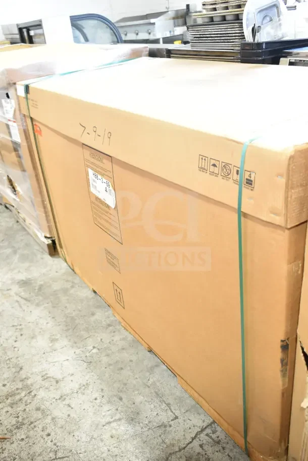 BRAND NEW Hoshizaki HBB-3-69 cooler in original packaging, 115V, 1-phase; minor box wear, model label visible.