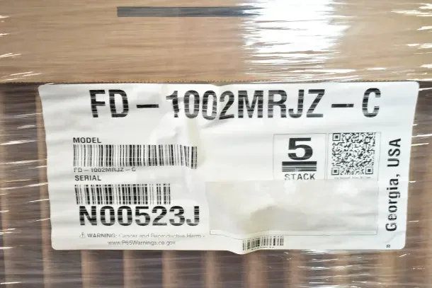 Brand new 2023 Hoshizaki FD-1002MRJZ-C ice machine label, showing model, serial number N00523J, and caution notice.