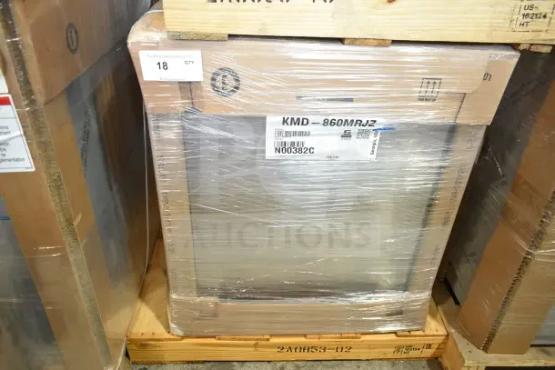 Brand new 2023 Hoshizaki KMD-860MRJZ 30" modular ice machine in packaging, labeled as scratch and dent, capacity 967 lb.
