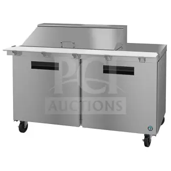 Brand new 2023 Hoshizaki SR60B-18MFC 60" stainless steel salad prep table, scratch and dent, 115V, 1 phase, mega top.