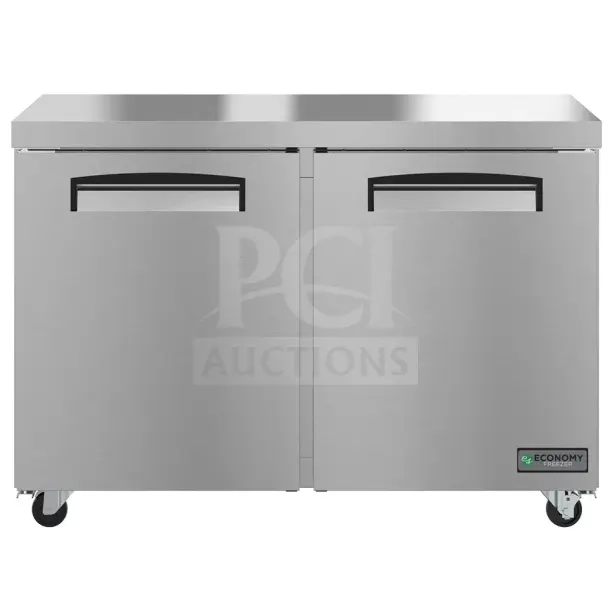 BRAND NEW SCRATCH AND DENT 2022 Hoshizaki EUF48A undercounter freezer, two sections, two doors, 115V, 1 phase.