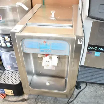 Taylor Commercial Single Flavor Ice Cream Machine, 208V, stainless steel, countertop model, good condition, visible brand label.