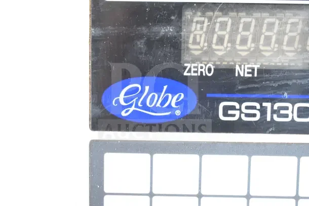 Globe GS130 countertop scale, 30 lb capacity, digital display, visible brand logo, slight wear.