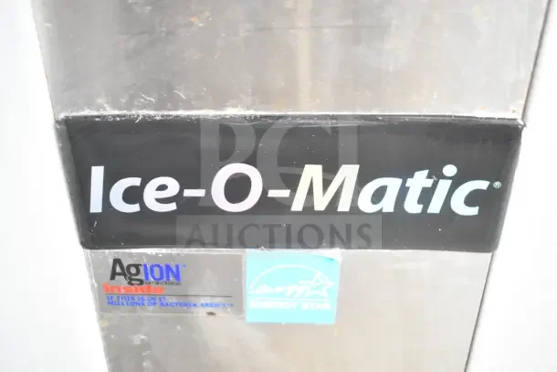 2016 Ice-O-Matic ICEU220HA3 commercial ice machine labels, showing AgION antimicrobial and Energy Star certification.