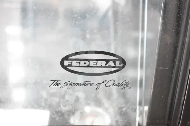 Federal CGR3652 Commercial Deli Display Case, 120V, 1 Phase, glass front with "Federal: The Signature of Quality" logo.