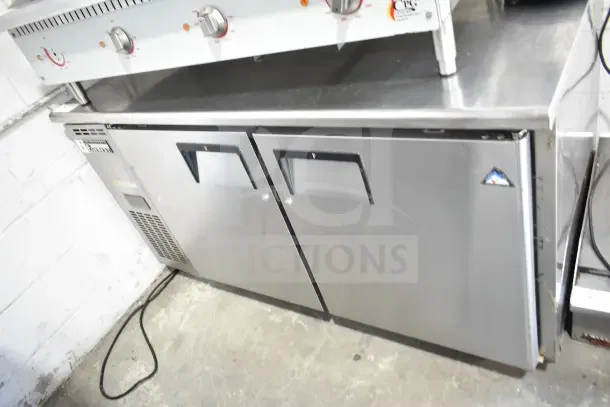 Everest ETWF2 Commercial 2 Door Undercounter Freezer, 115V, 1 Phase, stainless steel, well-maintained condition.