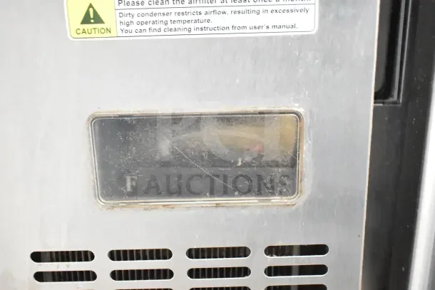 Everest ETWF2 Commercial 2 Door Undercounter Freezer, 115V, 1 Phase; visible panel with caution label and cleaning instructions.