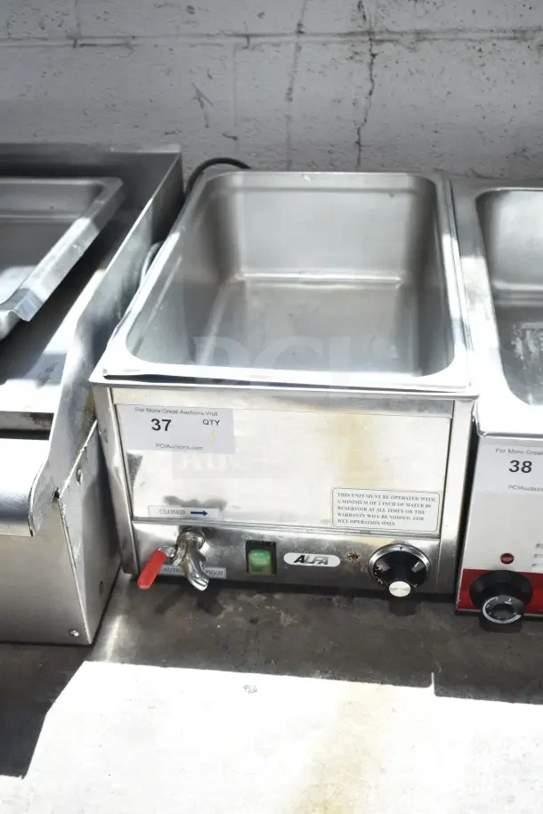 Alfa FW9000 Commercial Food Warmer, stainless steel, countertop model, 120 volts, 1 phase, used condition, visible controls.