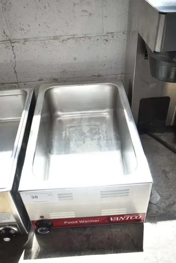 Avantco 177W50 Commercial Countertop Food Warmer, stainless steel, 120 volts, 1 phase, visible control dial, good condition.
