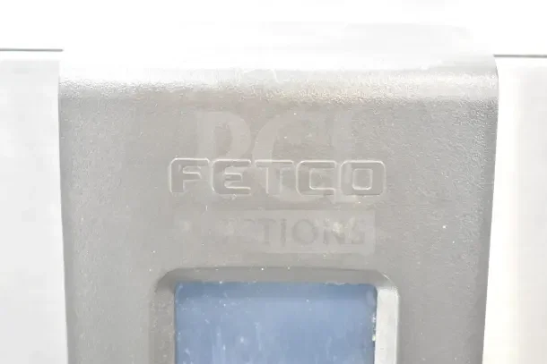 Fetco CBS-2132-XTS commercial double coffee machine, metallic finish, embossed logo visible, 200-240V, 1 Phase.
