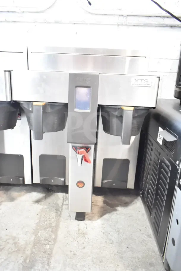 Fetco CBS-2132-XTS Commercial Double Coffee Machine, stainless steel, countertop model, 200-240V, 1 phase, touchscreen control.