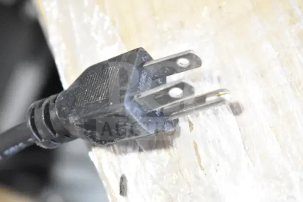 Close-up of a 115V power plug for a Taylor SB24-12 Frozen Beverage Machine. Prongs appear in good condition.