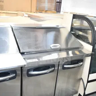 Norlake SMP36-15 commercial sandwich salad prep table on casters, stainless steel, 115V, 1 phase, visible minor wear.