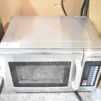 2018 Solwave 180MW1200T microwave oven, stainless steel, commercial countertop model. Features digital keypad, 120 volts, 1 phase.