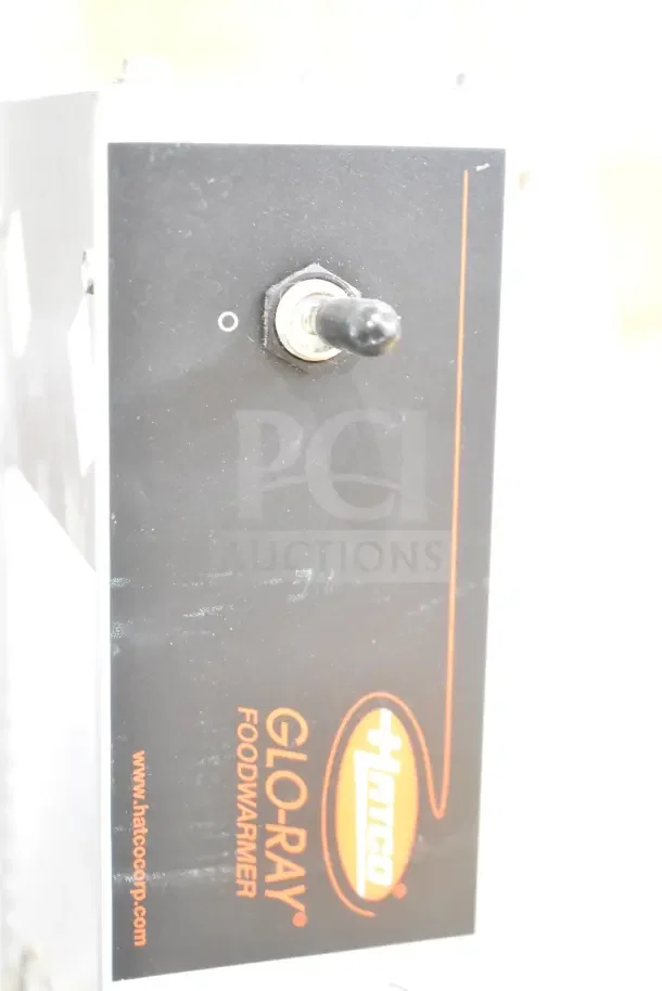 Hatco GRA-48 Glo-Ray Infrared Food Warmer with toggle controls, 48", 120 Volts, 1 Phase, visible logo and website.