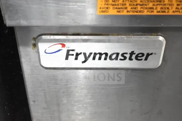 Frymaster GPCSC pasta cooker with 80,000 BTU capacity, commercial-grade on casters. Features Frymaster logo plate.