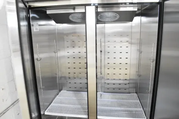 Brand new 2025 Migali C-2F-HC commercial two-door reach-in freezer, 115V, 1 phase. Minor scratches and dents. Serial C-2F-HCPABC009.