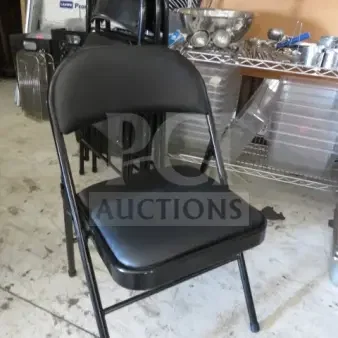 (x4) Black Folding Chair With Black Cushion Seat And Back. 4XBID