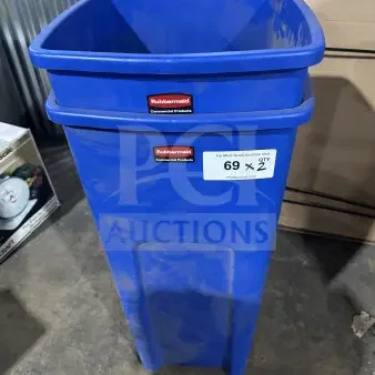 (x2) Rubbermaid Commercial Blue Untouchable Square Recycling Container! 2X Your Bid!!